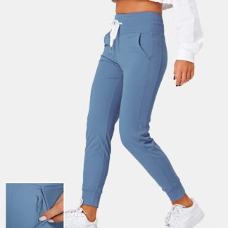 HIGH WAISTED DRAWSTRING SIDE POCKET PLAIN FULL LENGTH JOGGERS