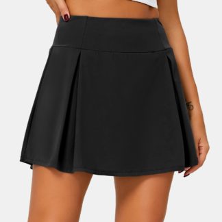 HIGH RISE PLEATED SIDE POCKET 2-IN-1 PLAIN SKIRT