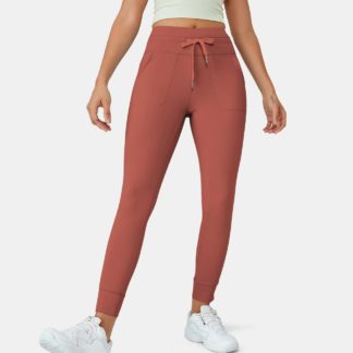 HIGH WAISTED DRAWSTRING SIDE POCKET SOLID JOGGERS